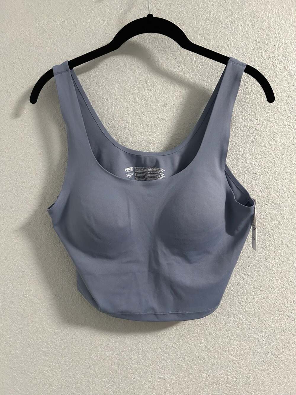 Victoria's Secret PINK Sports Bra Size XL Blue Longline Padded Scoop Neck